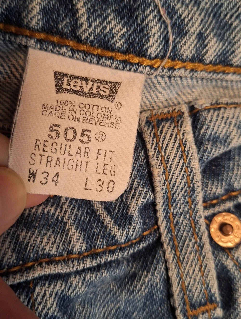 Levi's 505 Jeans Men's Size 34 / 30 Straight Leg Regular Vintage  Orange TAB 89